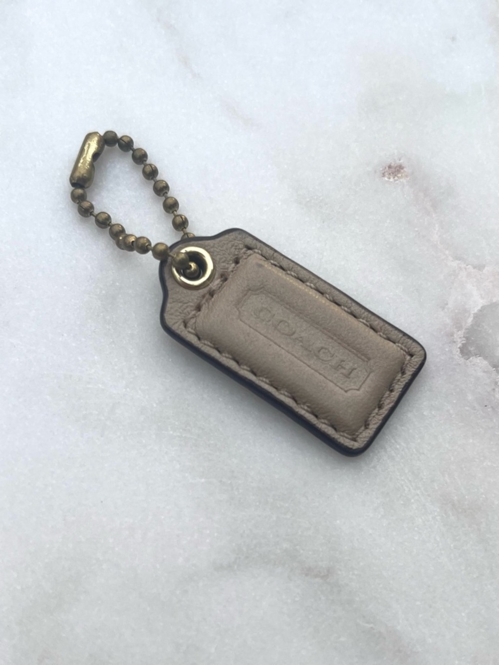 COACH Vintage Leather Hang Tag, Beige Brown
